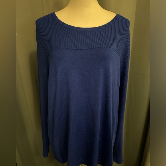 Cable & Gauge Royal Blue Boatneck Sweater NWT 2X - Picture 1 of 6